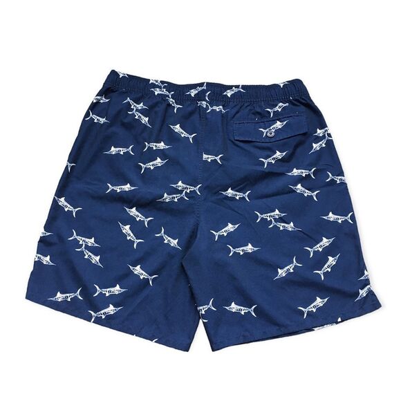 🔃Old Navy Men’s Blue Shark Fish Board Shorts Swim Trunks - Picture 2 of 6